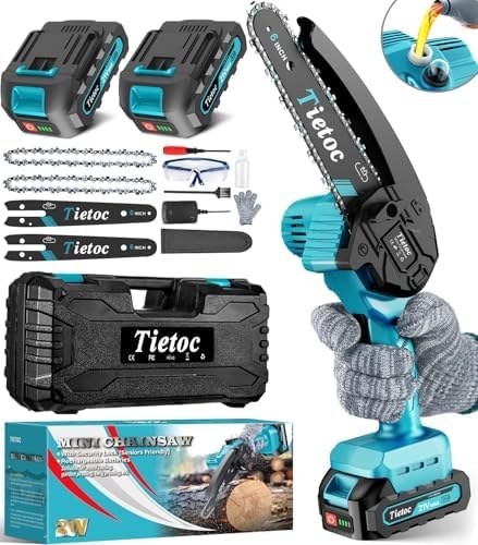 Tietoc 6-Inch Cordless Mini Chainsaw Deluxe Kit, Blue