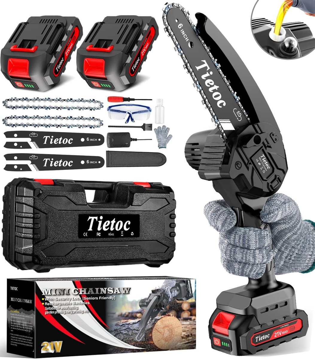 Tietoc 6-Inch Cordless Mini Chainsaw Deluxe Kit
