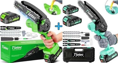 Tietoc Mini Chainsaw Two-Saw Bundle, Green + teal