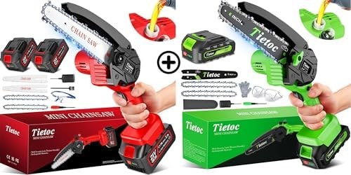 Tietoc Mini Chainsaw Two-Saw Bundle, Red + green, lock edition